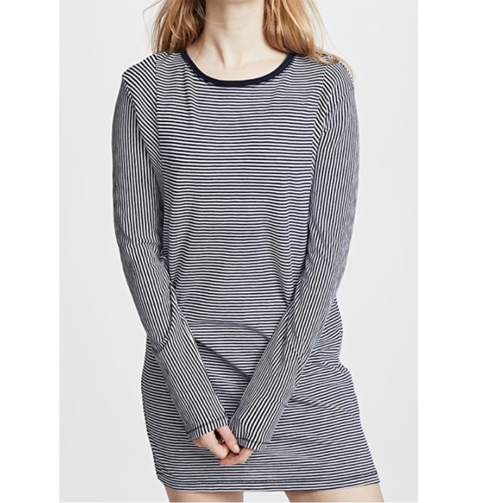 Rag & Bone Striped 100% Cotton Long Sleeve T- Shirt Dress Comfy Lounge Wear L